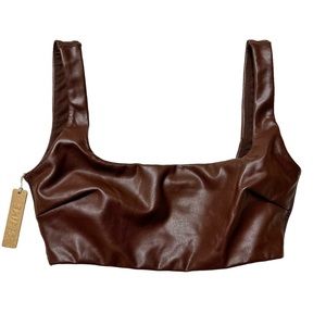Skims Faux Leather Bralette in Cocoa Women’s Sz S